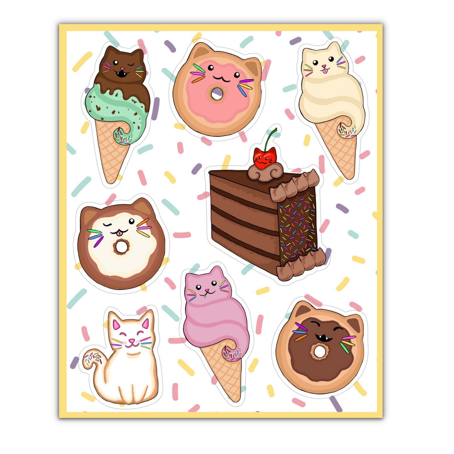 Dessert Cats Sticker Sheet
