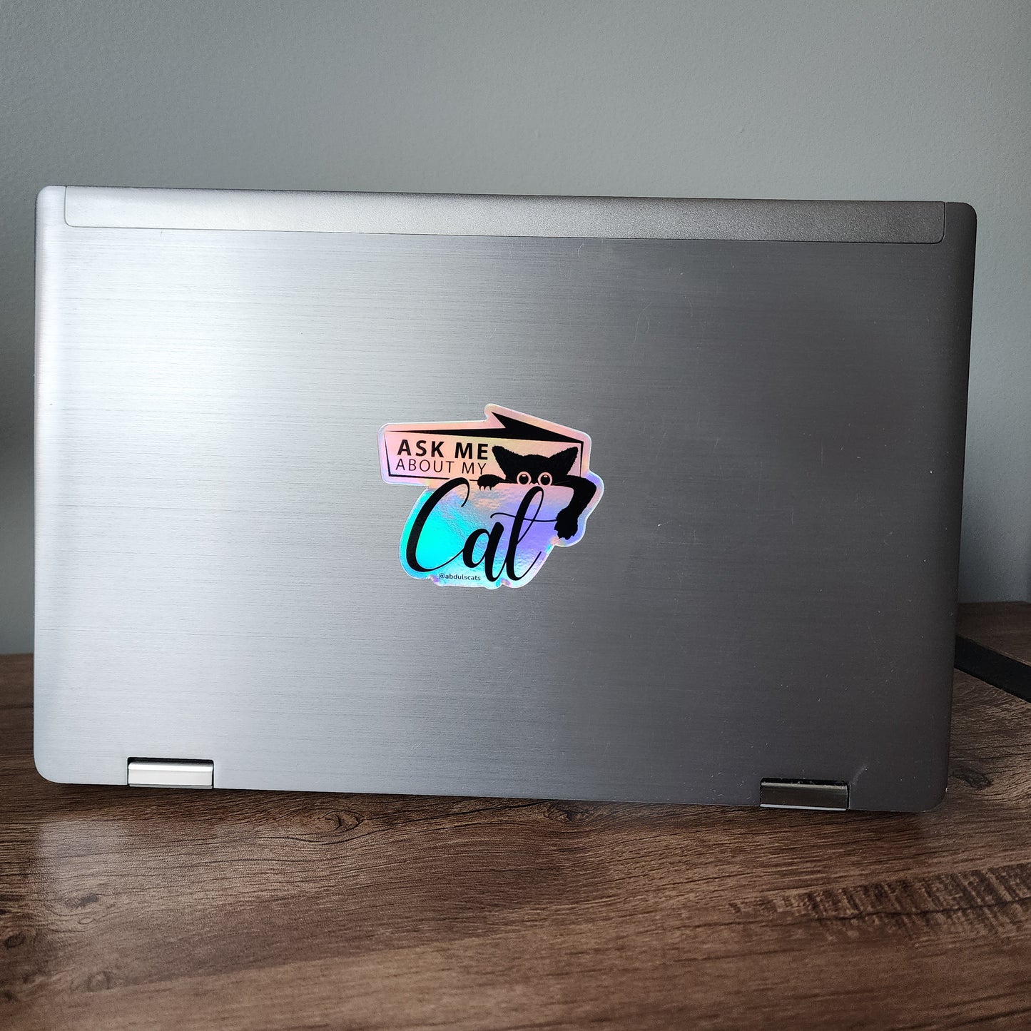 Ask Me About My Cat Holographic Sticker