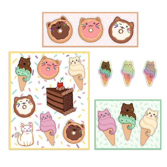 Full Dessert Cats Sticker Sheet Set