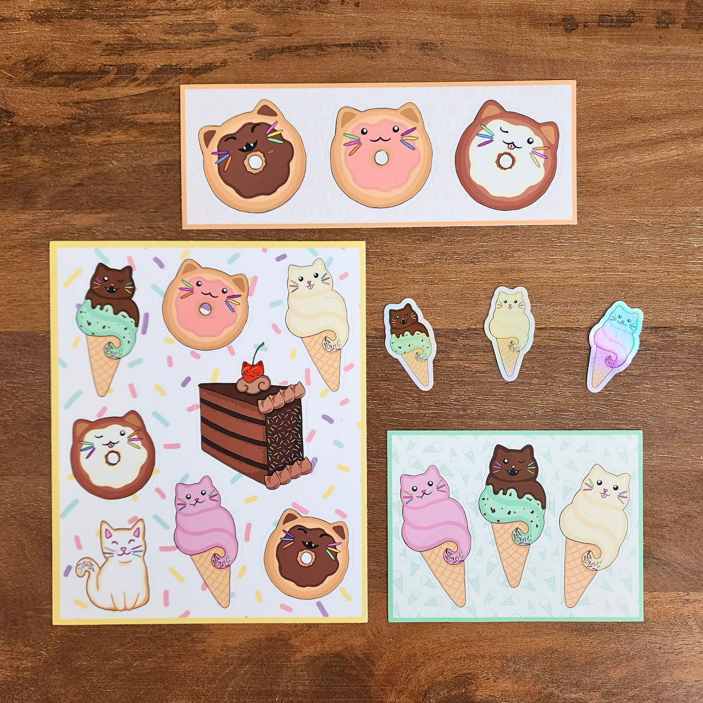 Full Dessert Cats Sticker Sheet Set