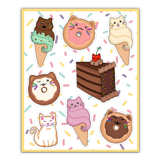 Dessert Cats Sticker Sheet