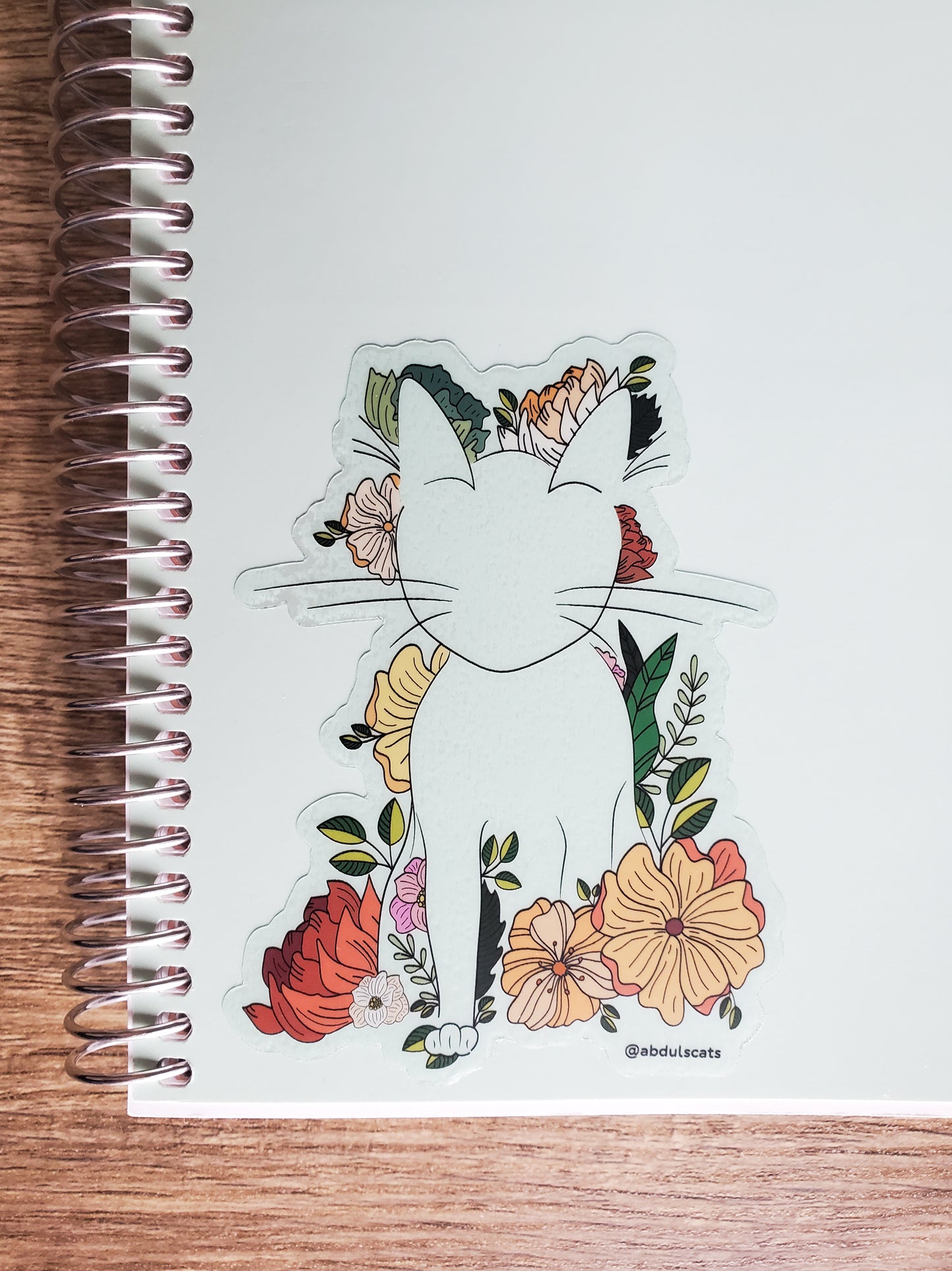 Bambi Floral Cat Transparent Sticker