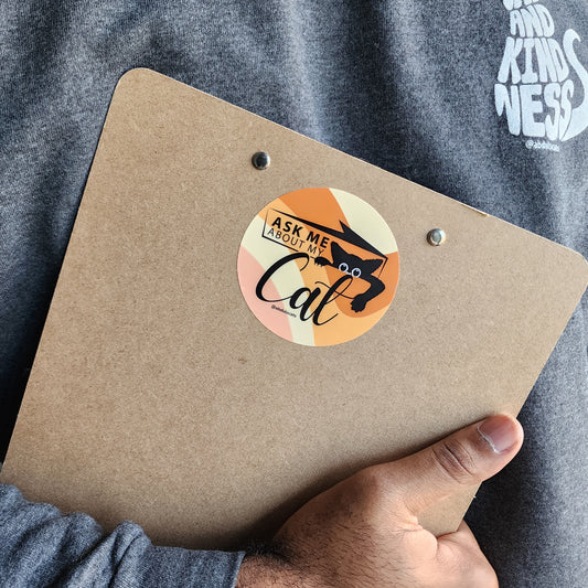 Ask Me About My Cat Circle Sticker